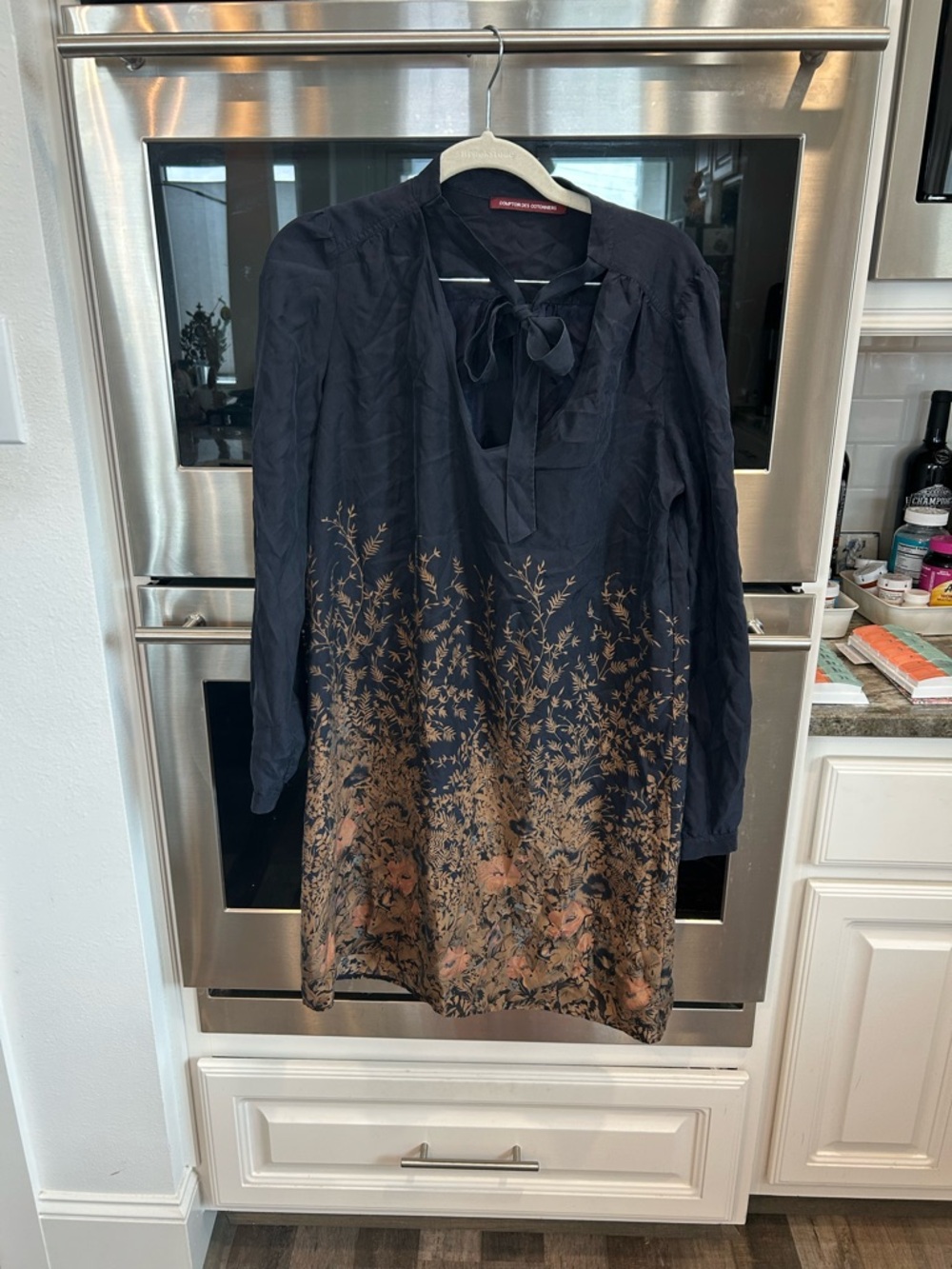 Comptoir Des Cotonniers silk Tie-Neck Floral Dress size 40 GUC